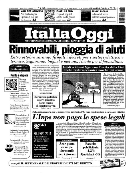 Italia oggi : quotidiano di economia finanza e politica